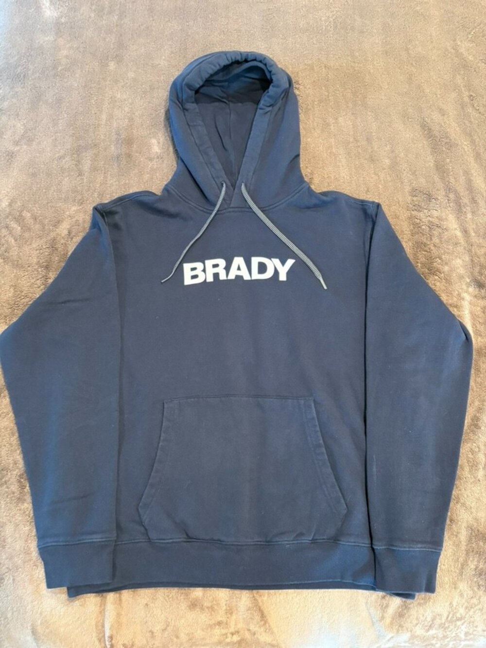 BRADY Brand Tom Brady Navy Blue Spellout Pullover Hoodie Men's XL